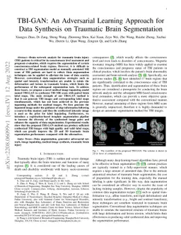 TBI-GAN: An Adversarial Learning Approach for Data Synthesis on
  Traumatic Brain Segmentation