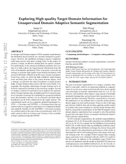 Exploring High-quality Target Domain Information for Unsupervised Domain
  Adaptive Semantic Segmentation