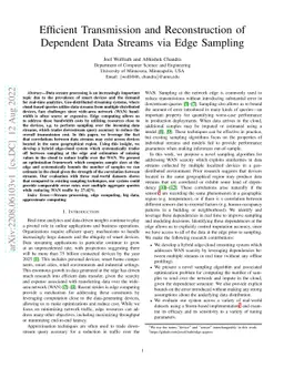 Efficient Transmission and Reconstruction of Dependent Data Streams via
  Edge Sampling
