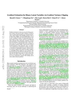 Gradient Estimation for Binary Latent Variables via Gradient Variance
  Clipping