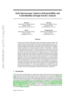 Style Spectroscope: Improve Interpretability and Controllability through
  Fourier Analysis