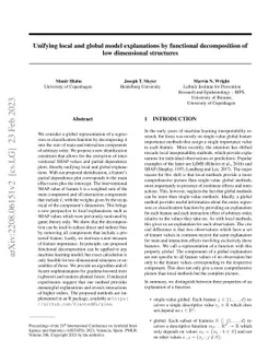 Unifying local and global model explanations by functional decomposition
  of low dimensional structures