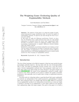 The Weighting Game: Evaluating Quality of Explainability Methods