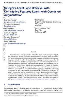 Category-Level Pose Retrieval with Contrastive Features Learnt with
  Occlusion Augmentation