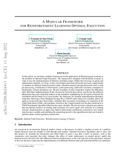 A Modular Framework for Reinforcement Learning Optimal Execution