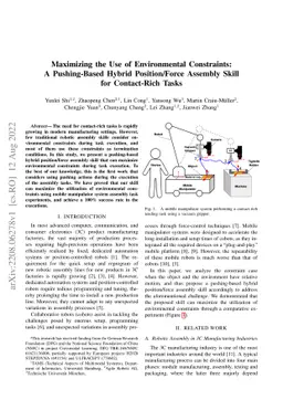 Maximizing the Use of Environmental Constraints: A Pushing-Based Hybrid
  Position/Force Assembly Skill for Contact-Rich Tasks