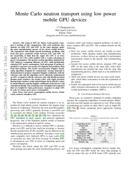 Monte Carlo neutron transport using low power mobile GPU devices