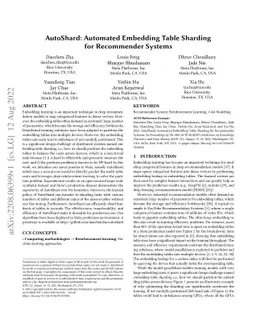 AutoShard: Automated Embedding Table Sharding for Recommender Systems