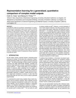 Representation learning for a generalized, quantitative comparison of
  complex model outputs