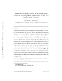 A sequential stepwise screening procedure for sparse recovery in
  high-dimensional multiresponse models with complex group structures