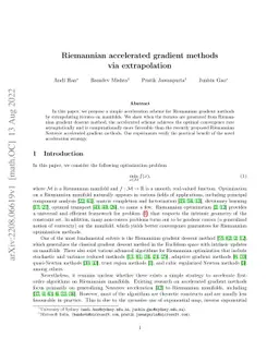 Riemannian accelerated gradient methods via extrapolation