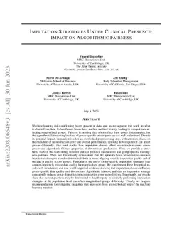 Imputation Strategies Under Clinical Presence: Impact on Algorithmic Fairness
