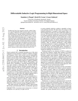 Differentiable Inductive Logic Programming in High-Dimensional Space