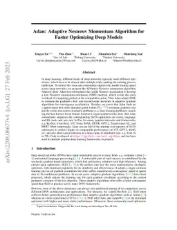 Adan: Adaptive Nesterov Momentum Algorithm for Faster Optimizing Deep
  Models