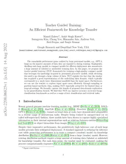 Teacher Guided Training: An Efficient Framework for Knowledge Transfer