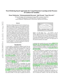 Novel Ordering-based Approaches for Causal Structure Learning in the
  Presence of Unobserved Variables