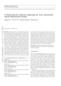 A Multi-objective Memetic Algorithm for Auto Adversarial Attack
  Optimization Design