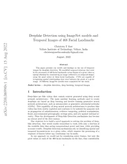 Deepfake Detection using ImageNet models and Temporal Images of 468
  Facial Landmarks