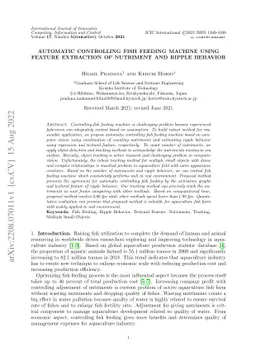 Automatic Controlling Fish Feeding Machine using Feature Extraction of
  Nutriment and Ripple Behavior