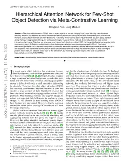 Hierarchical Attention Network for Few-Shot Object Detection via
  Meta-Contrastive Learning