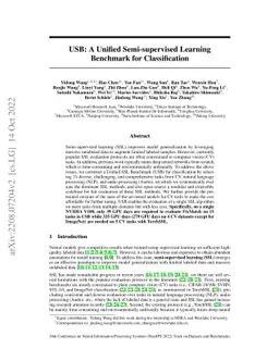 USB: A Unified Semi-supervised Learning Benchmark for Classification