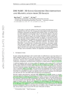 DM-NeRF: 3D Scene Geometry Decomposition and Manipulation from 2D Images