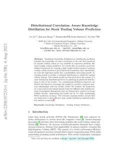 Distributional Correlation--Aware Knowledge Distillation for Stock
  Trading Volume Prediction