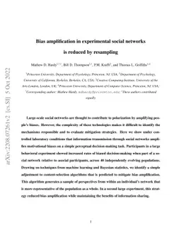 Bias amplification in experimental social networks is reduced by
  resampling