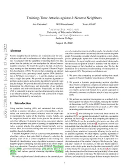 Training-Time Attacks against k-Nearest Neighbors