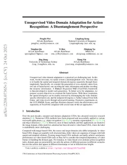 Unsupervised Video Domain Adaptation for Action Recognition: A
  Disentanglement Perspective