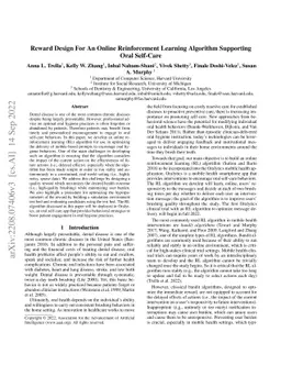 Reward Design For An Online Reinforcement Learning Algorithm Supporting
  Oral Self-Care