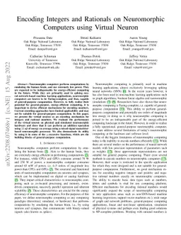 Encoding Integers and Rationals on Neuromorphic Computers using Virtual
  Neuron