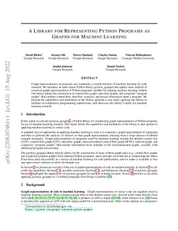 A Library for Representing Python Programs as Graphs for Machine
  Learning
