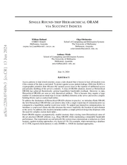 Single Round-trip Hierarchical ORAM via Succinct Indices