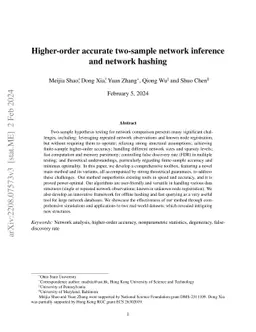 Higher-order accurate two-sample network inference and network hashing