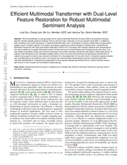 Efficient Multimodal Transformer with Dual-Level Feature Restoration for
  Robust Multimodal Sentiment Analysis