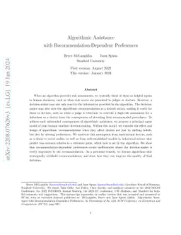 Algorithmic Assistance with Recommendation-Dependent Preferences