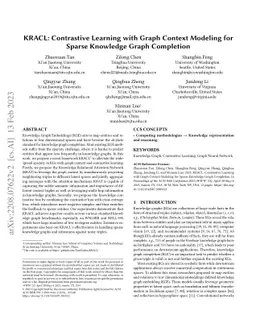 KRACL: Contrastive Learning with Graph Context Modeling for Sparse
  Knowledge Graph Completion