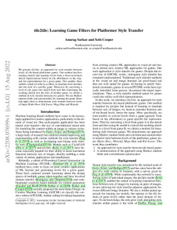 tile2tile: Learning Game Filters for Platformer Style Transfer