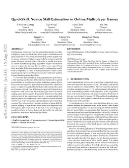 QuickSkill: Novice Skill Estimation in Online Multiplayer Games