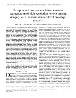 Unsupervised domain adaptation semantic segmentation of high-resolution
  remote sensing imagery with invariant domain-level prototype memory