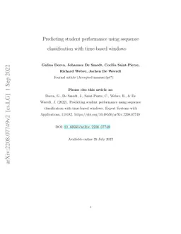 Predicting student performance using sequence classification with
  time-based windows