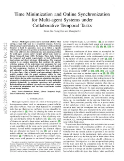 Time Minimization and Online Synchronization for Multi-agent Systems
  under Collaborative Temporal Tasks