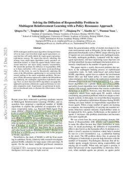 A Policy Resonance Approach to Solve the Problem of Responsibility
  Diffusion in Multiagent Reinforcement Learning