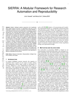SIERRA: A Modular Framework for Research Automation and Reproducibility