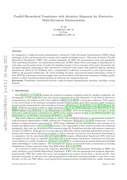 Parallel Hierarchical Transformer with Attention Alignment for
  Abstractive Multi-Document Summarization
