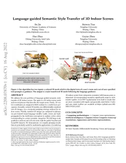 Language-guided Semantic Style Transfer of 3D Indoor Scenes