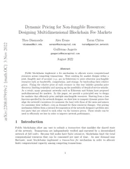 Dynamic Pricing for Non-fungible Resources: Designing Multidimensional
  Blockchain Fee Markets