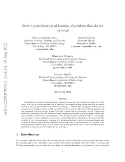 On the generalization of learning algorithms that do not converge