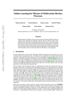 Online Learning for Mixture of Multivariate Hawkes Processes